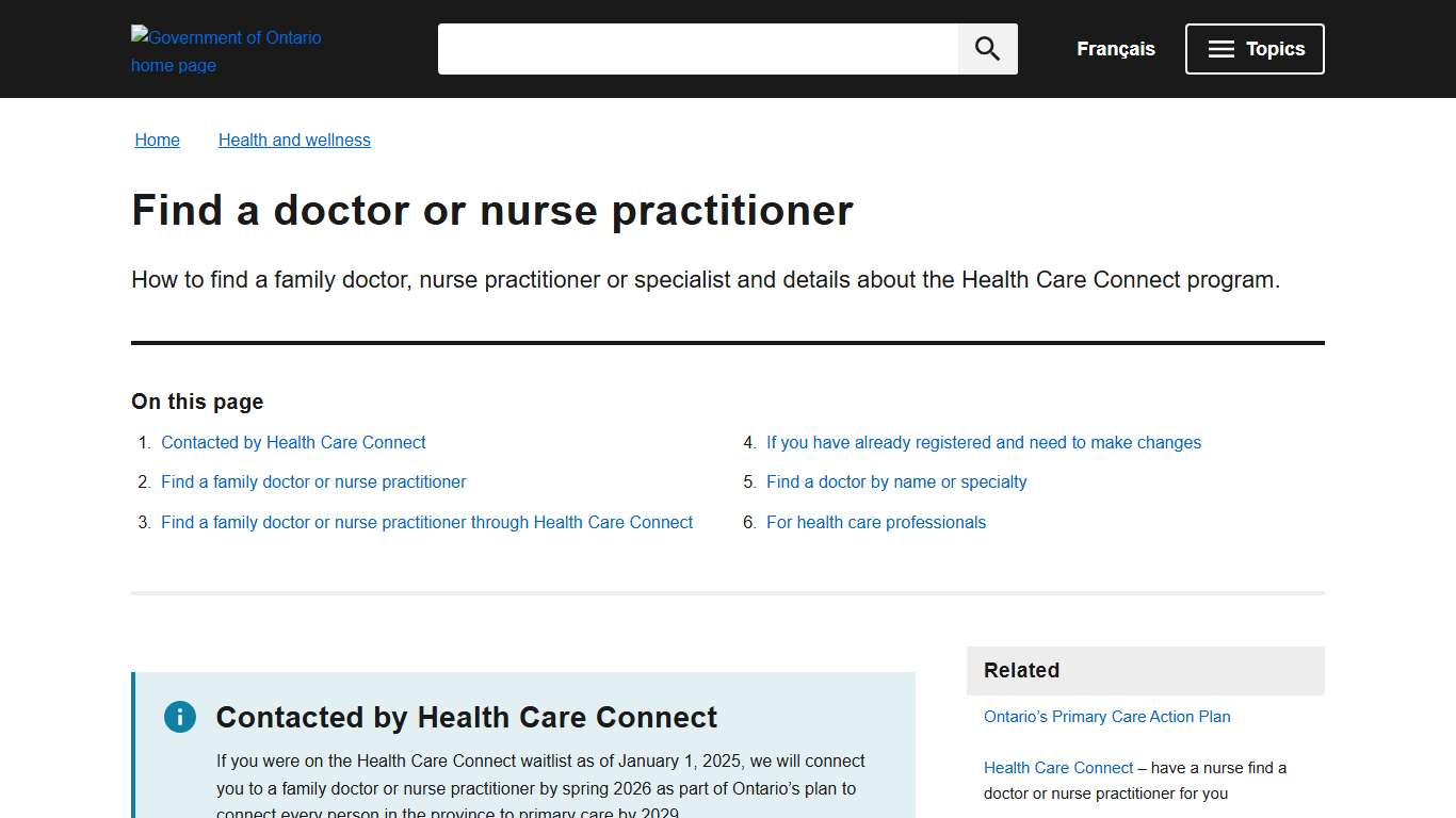 Find a doctor or nurse practitioner ontario.ca